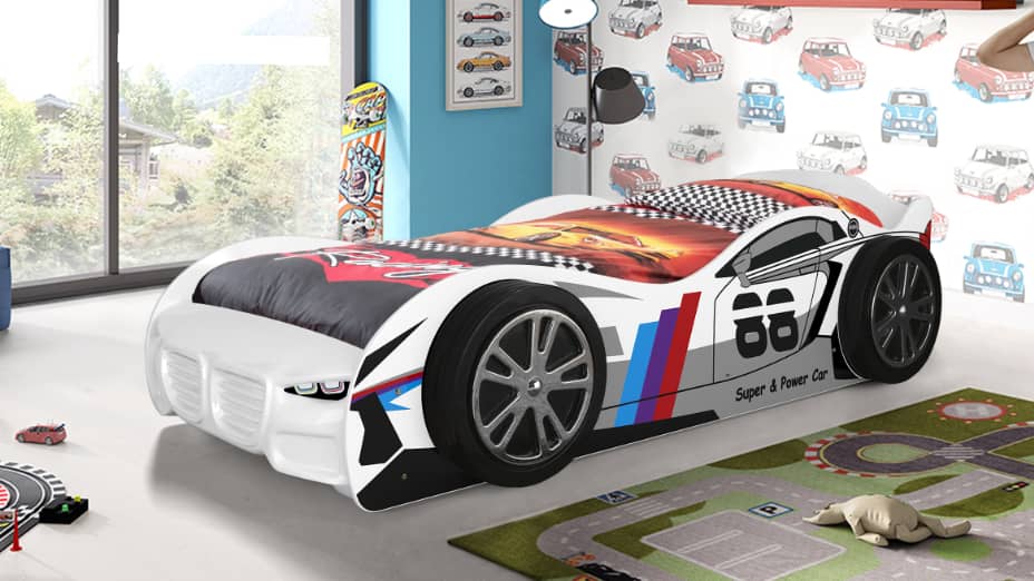 Artisan Turbo 88 White Car Novelty Kids Bed