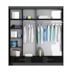 Marsylia 208 (Gloss White/LED Lighting) Sliding Door Wardrobe