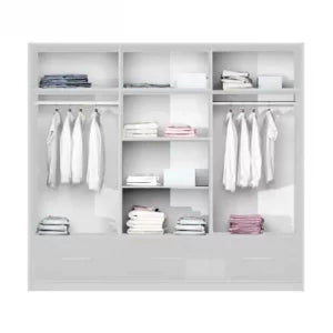 Marsylia 255 (Gloss White) Sliding Door Wardrobe