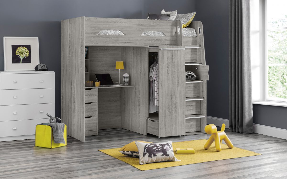 Pegasus High Sleeper (Grey Oak) Wooden Bunk