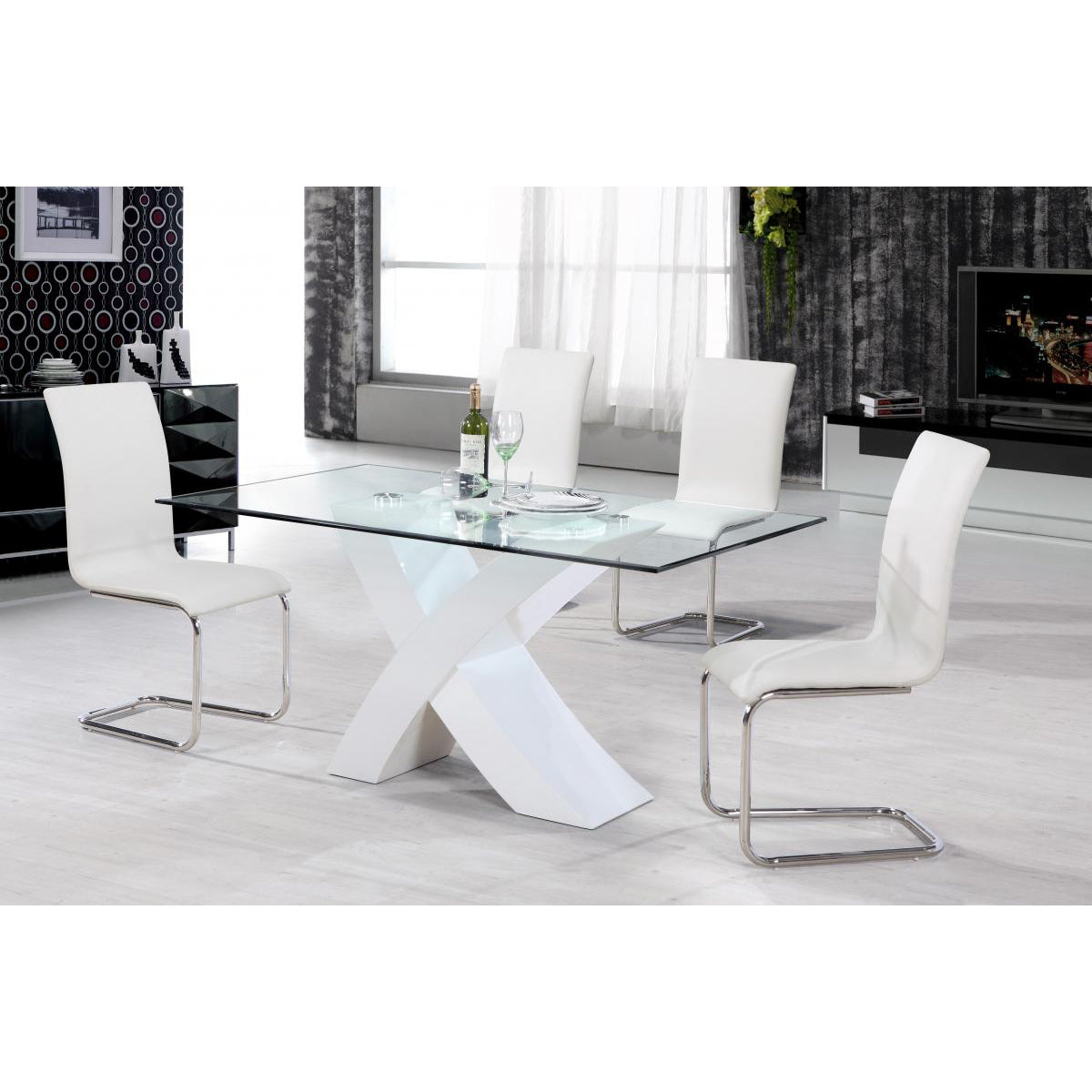 Arizona Dining Chair Chrome & White