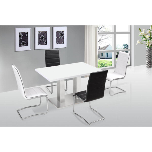 Walton PU Dining Chair White & Chrome