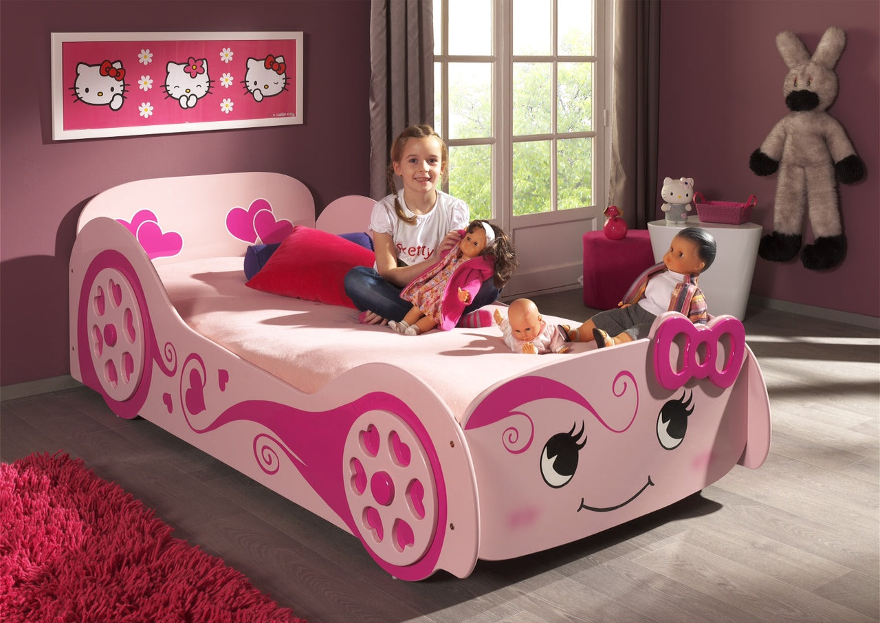 Pink Love Car Kids Novelty Bed