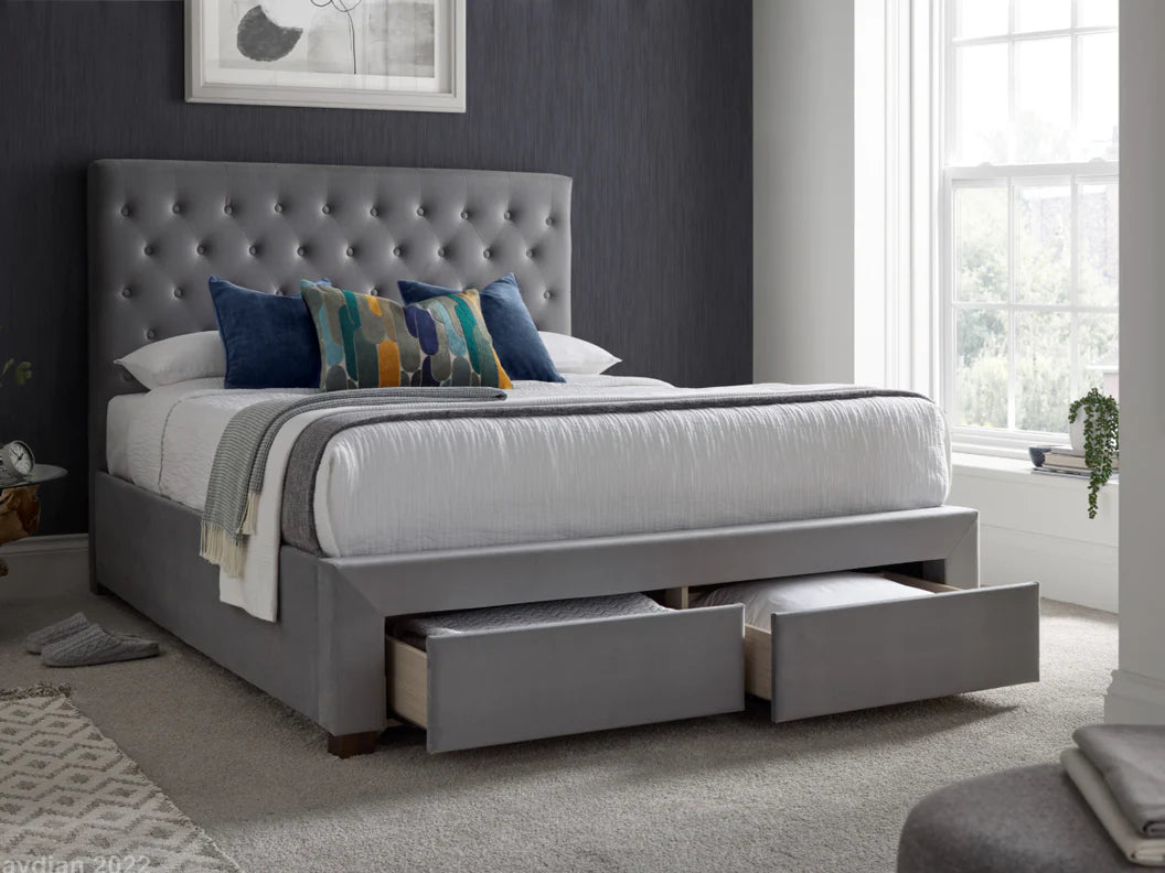 Kaydian Vindolanda Footend Drawer Bed Frame Plush Velvet Grey