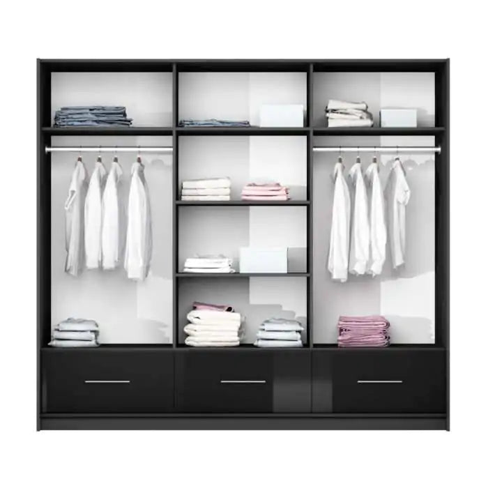 Marsylia 255 (Gloss Black) Sliding Door Wardrobe