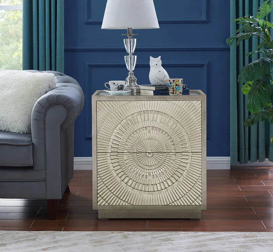 Regency Royale 2 Drawer Side Table - Silver