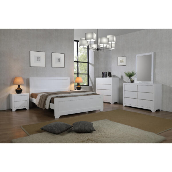 Zircon White Wooden Bed Frame