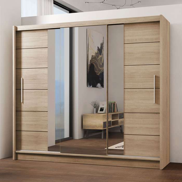 Armoire 2 250 Sliding Door Wardrobe Oak Sonoma + Mirror