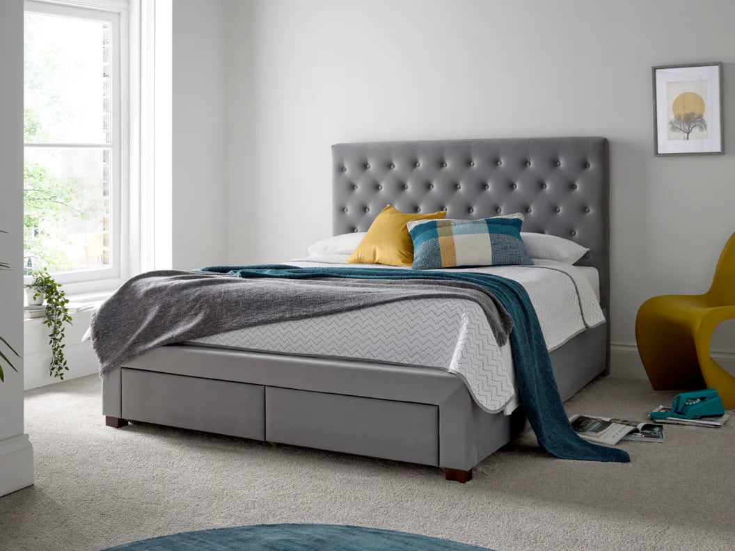 Kaydian Vindolanda Footend Drawer Bed Frame Plush Velvet Grey